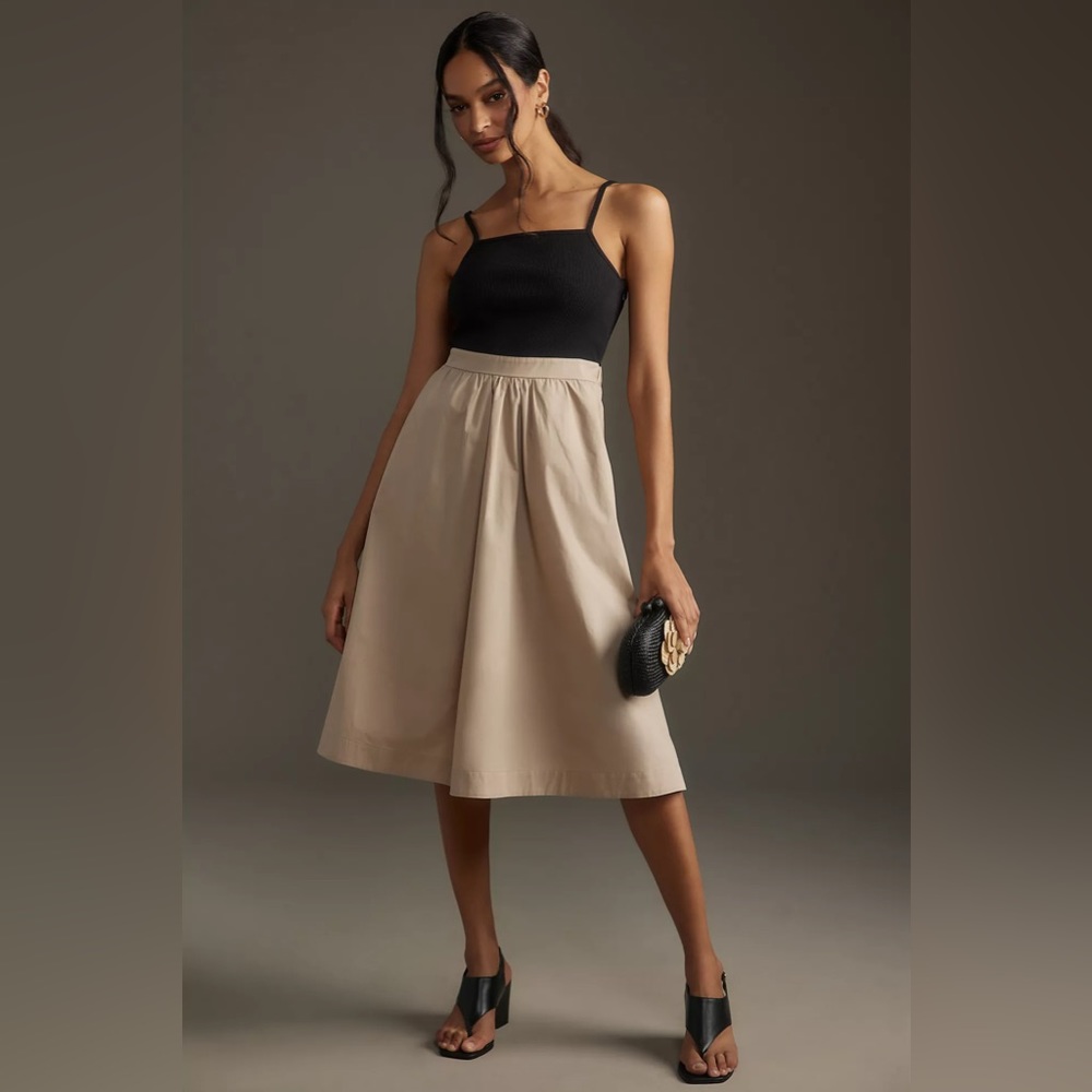 Maeve Sleeveless Ribbed Poplin Twofer Dress